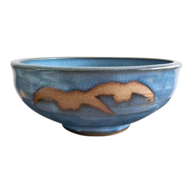 1970s Vintage Midcentury Pottery Bowl Ikebana For Sale