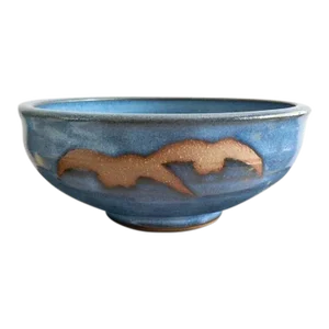 1970s Vintage Midcentury Pottery Bowl Ikebana