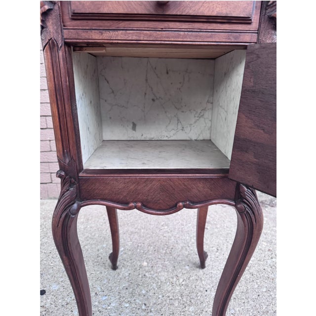 Wood Antique French Louis XV Style Marble Top Humidor Smoking Storage Table For Sale - Image 7 of 7