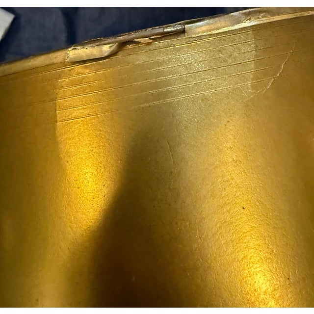 Vintage Borghese Italian Parcel Gilt Table Lamp With Original Shade Hollywood Palm Beach Regency Style For Sale - Image 11 of 11