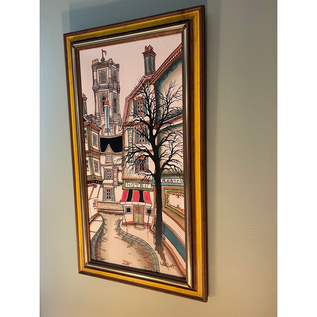 Original 1974 Framed Robert Scott Whimsical Street Scene Painting - Camrose Art Corp For Sale In Philadelphia - Image 6 of 8