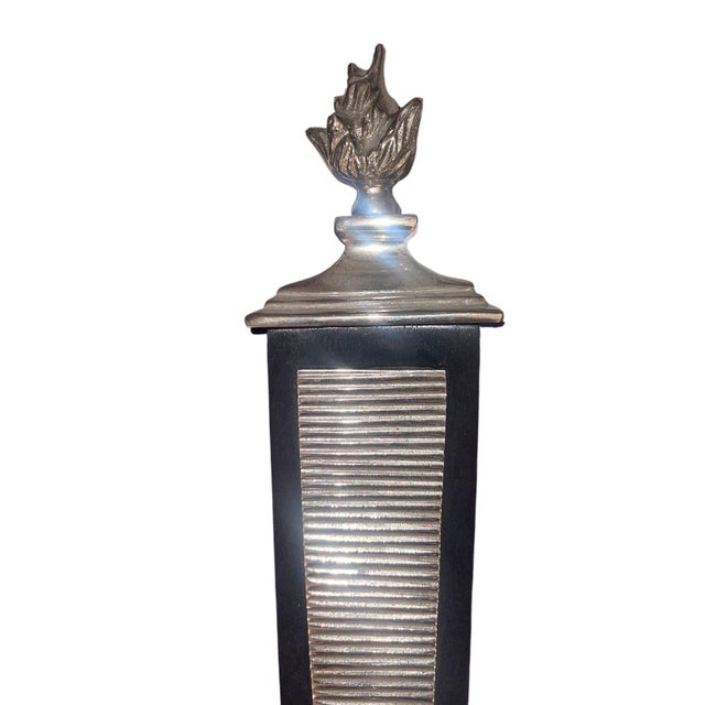 Pair of Mid 20th Century American Nickel & Wood Three-Light Sconces For Sale - Image 4 of 9