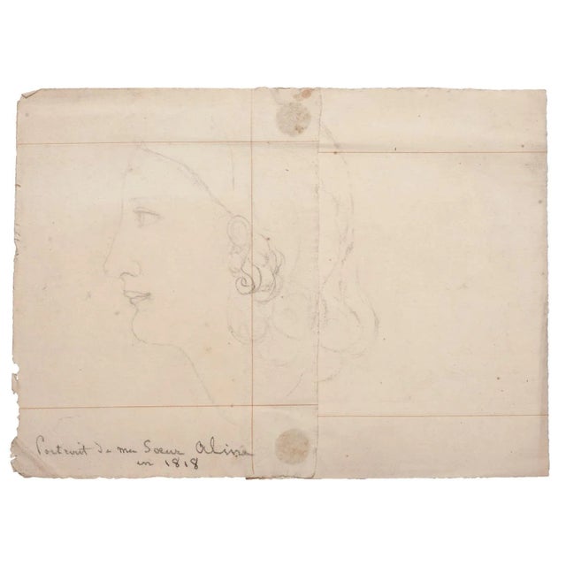 Profile of a Woman is original drawing realized by unknown artist of the early 19th Century. Dated on the lower 1818 and...