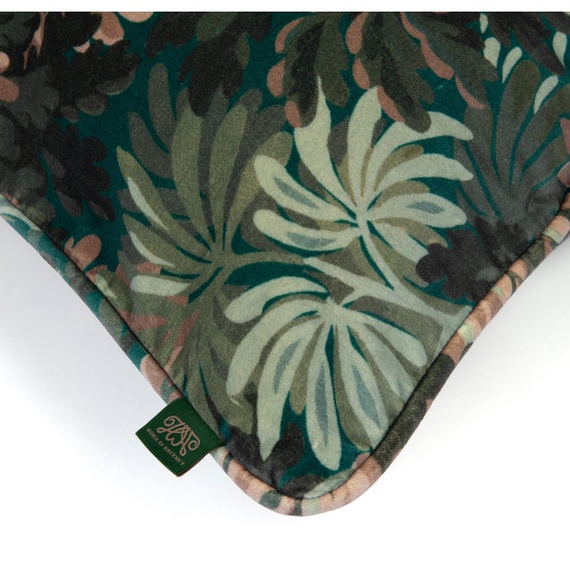 English House of Hackney Foris Large Piped Velvet Cushion - Cerulean For Sale - Image 3 of 3