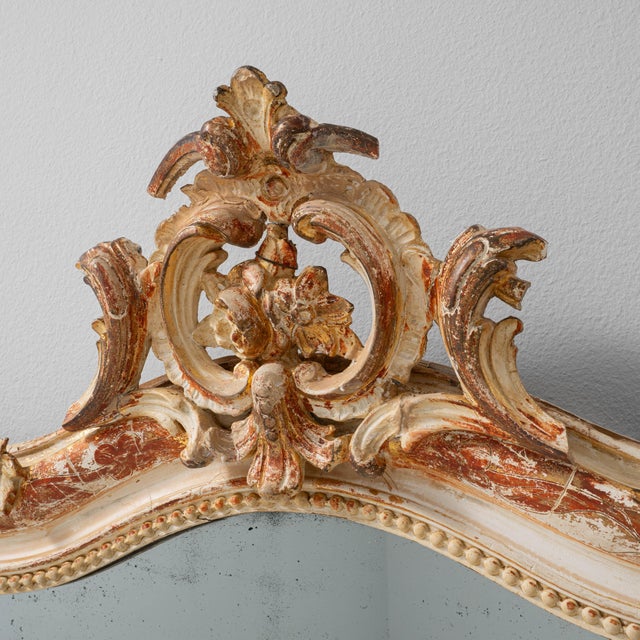 Wood 19th Century French Wood White Patinated Mirror For Sale - Image 7 of 18