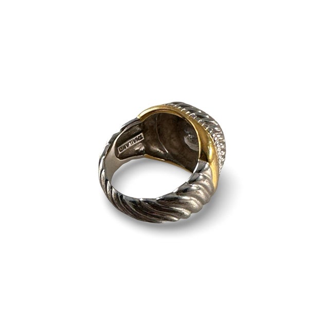 Sterling and Gold Vermeil Blue Topaz Ring Sz 7 For Sale - Image 4 of 7