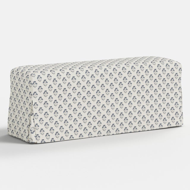 Spritely Home Stoffer Home x Cloth & Company Lindy Slipcover Dining Bench in Francie Floral Blue For Sale - Image 4 of 5