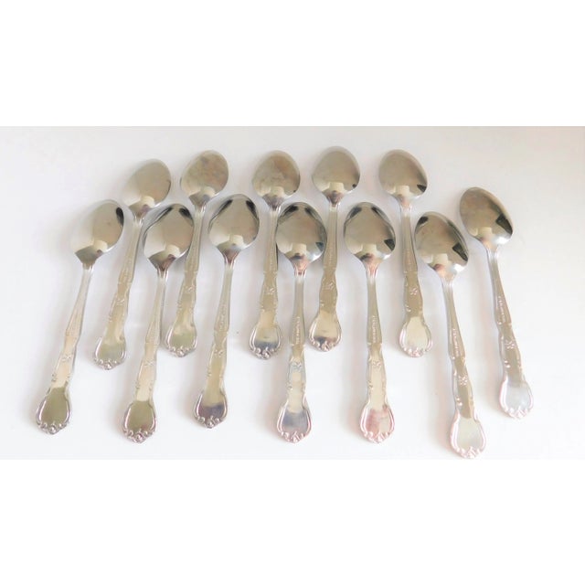 1960s Vintage Sheffield Stainless Demi-Tasse Spoons in Box- Set of 12 For Sale - Image 5 of 13