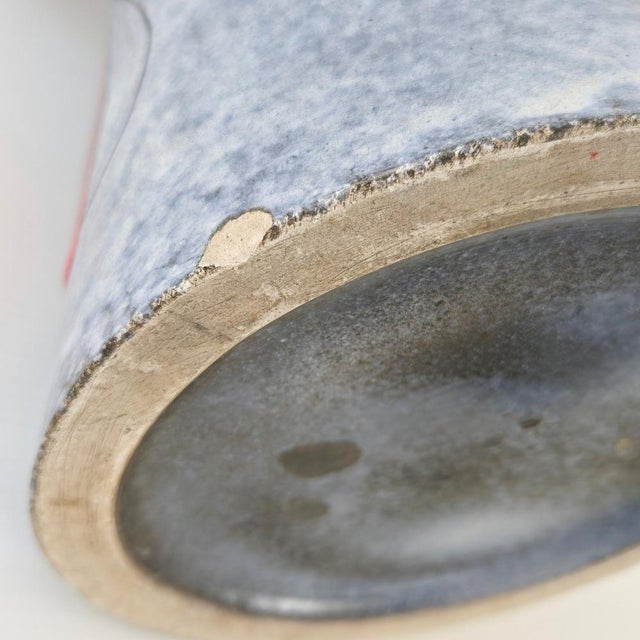 Gray Vintage Vase in Red and Yellow Ceramic, 1950 For Sale - Image 8 of 16