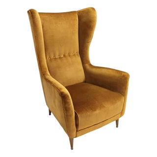 Model 437 Dark Goldenrod Wingback Armchair by Gio Ponti for Cassina, 1950s For Sale
