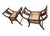 A Pair of Vintage Anglo-Indian Mahogany and Cane Curule Accent Stools For Sale In West Palm - Image 6 of 12