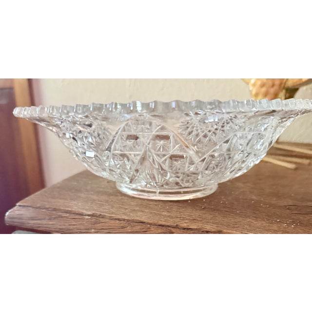large hand cut american brilliance crystal bowl early 19th century, beautiful and unique