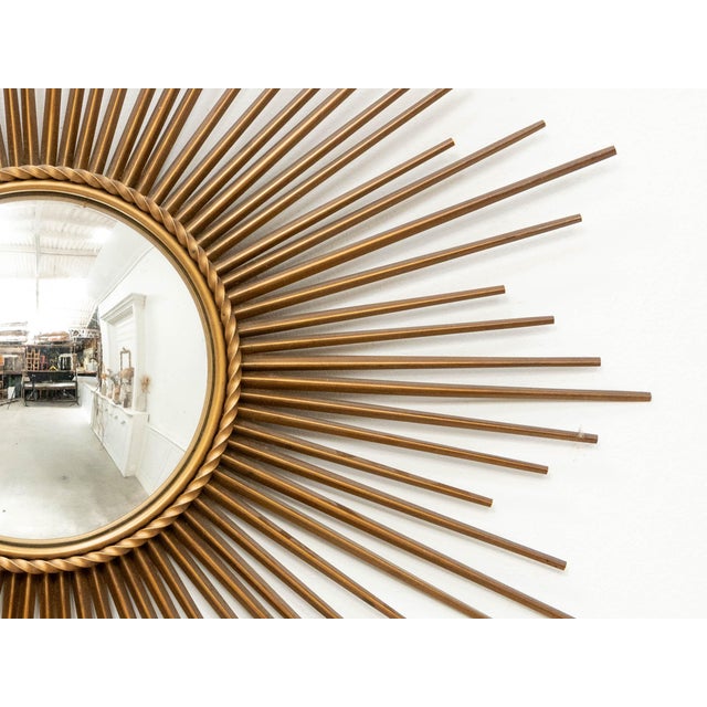 Postmodern Large Antique Sunburst Mirror from Chaty Vallauris, 1950s For Sale - Image 3 of 7