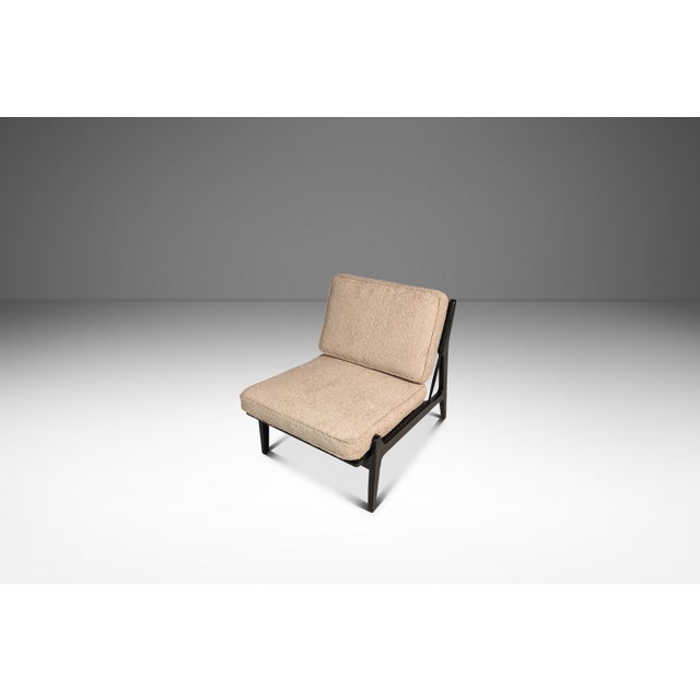 Set of Two (2) Danish Modern Ebonized Lounge Chairs in Bouclé Attributed to Ib Kofod Larsen for Selig, Denmark, C. 1950's For Sale - Image 9 of 18