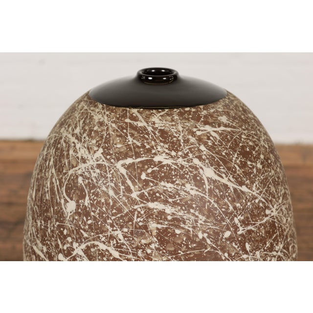 Prem Collection Artisan Vase or Object with Hand Painted Dripping Décor For Sale In New York - Image 6 of 12