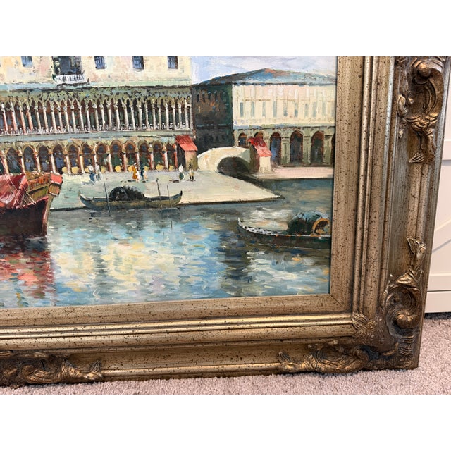 Early 21st Century Remington Large Oil Painting on Canvas Cityscape, Italy Venice, Piazza San Marco For Sale - Image 5 of 8