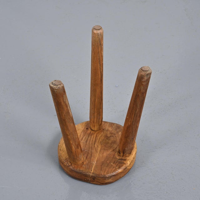 Brown Wooden Tripod Stool, 1950s For Sale - Image 8 of 11