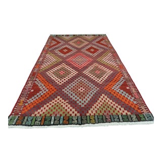 Vintage Turkish Kilim Rug - 75" X 122" For Sale