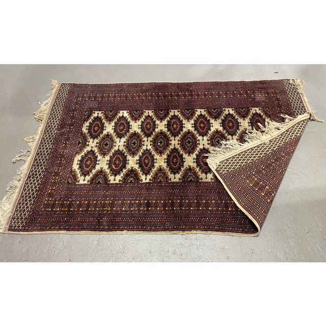English Vintage Persian Bokhara Style Geometric Area Rug For Sale - Image 3 of 9