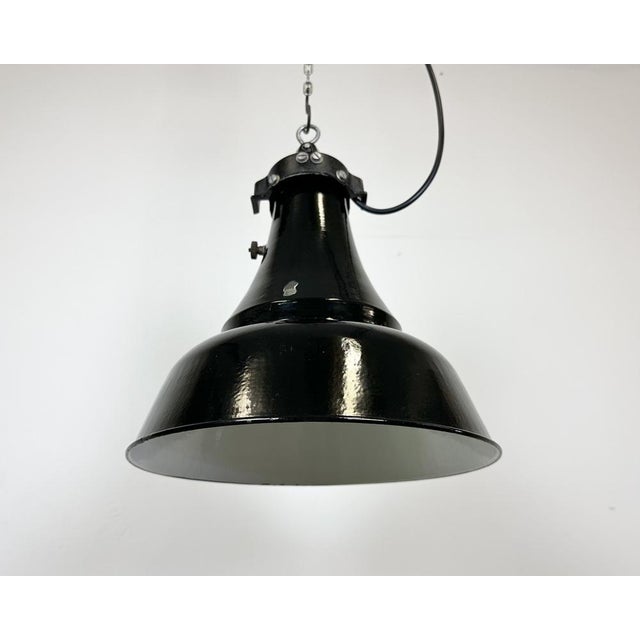 Industrial Black Enamel Bauhaus Pendant Lamp, 1930s For Sale - Image 9 of 18