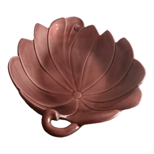 1970s Signed California Pottery Harold Johnson Leaf Shaped Platter