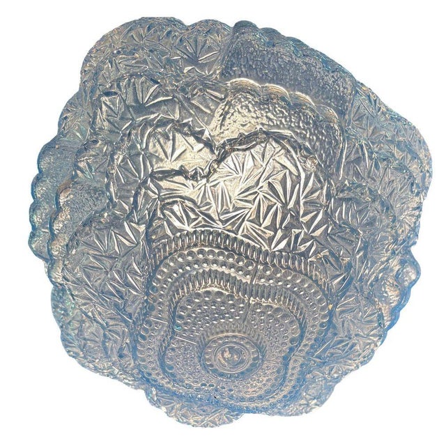 Metal Art Deco Brass Ceiling Pendant W/ Stepped Blue Glass Deco Globe, Set of 4 For Sale - Image 7 of 7