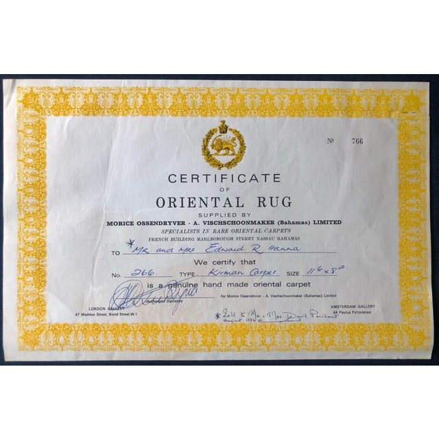 Mid 19th Century Large Antique Laver Kirman Oriental Tapestry Hand Made Wool and Silk 138 X 98 Inches For Sale - Image 5 of 12