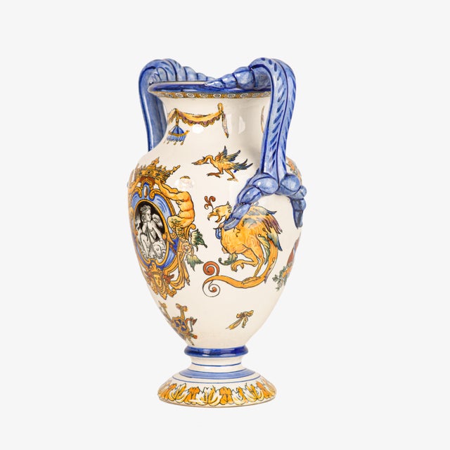 Vase Décoratif Gien Renaissance Bleu – Porcelaine, état Neuf (années 60/70)