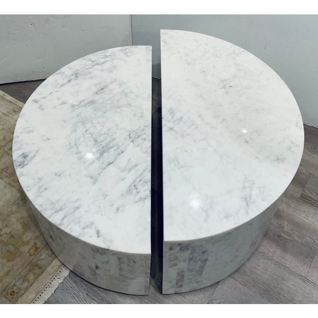 Contemporary Contemporary White and Gray Two Piece Cocktail Table For Sale - Image 3 of 4