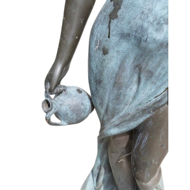 Coffee French Classical Bronze Figure of a Maiden For Sale - Image 8 of 9