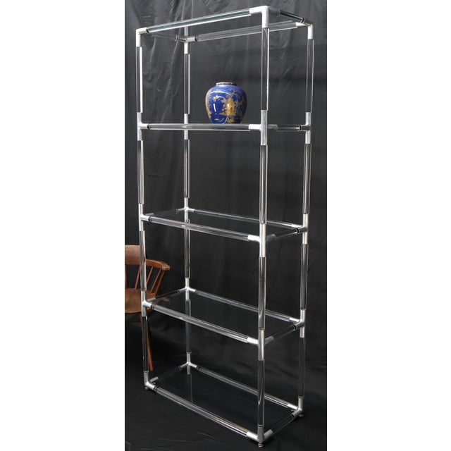 5-Tier Lucite and Glass Mid-Century Modern Étagère Shelf Wall Unit For Sale - Image 9 of 13