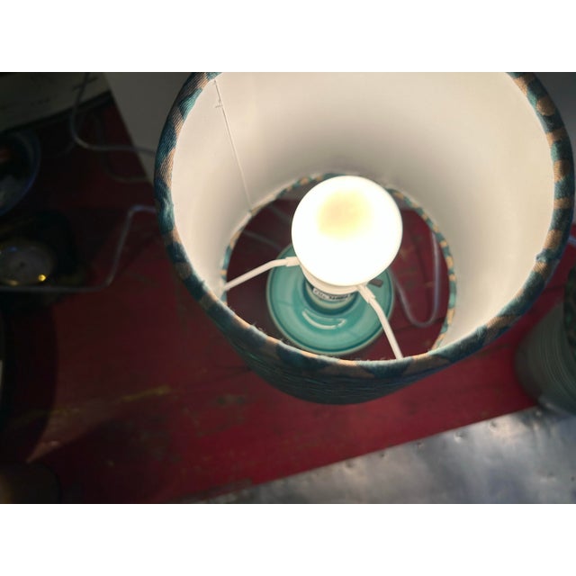 Contemporary Ceramic Table Lamps/Fortuny Shades - a Pair For Sale - Image 3 of 6