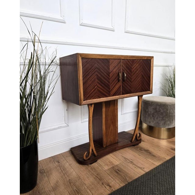 Gold Art Deco Italian Decorative Walnut Burl Dry Bar Cabinet by Paolo Buffa, 1940s For Sale - Image 8 of 11