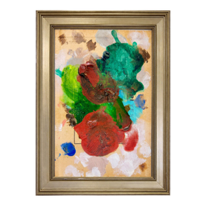 Helen Frankenthaler Studio Palette, 1966 — Rare Painted Canvas Panel Fragment, Intimate Scale Abstract, Framed