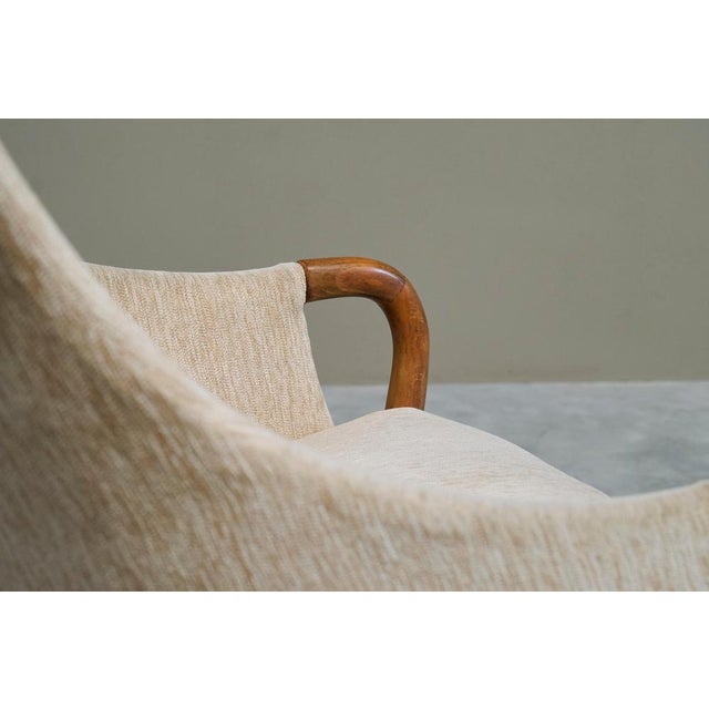 Mid-Century Armchair in Wool and Beech, Europe, 1950s For Sale - Image 4 of 14