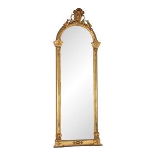 Antique French Louis XV First Finish Gilt Wood Pier Mirror, Circa 1890 For Sale