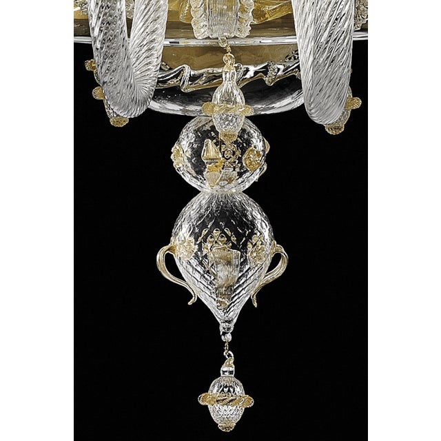 Imperial venetian Murano glass chandelier , full of hand-made details of blowing glass . Full of gold-leaf With Flowers...