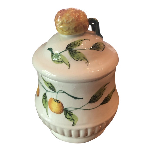 Vintage Hand Painted Italian Jam Pot For Sale