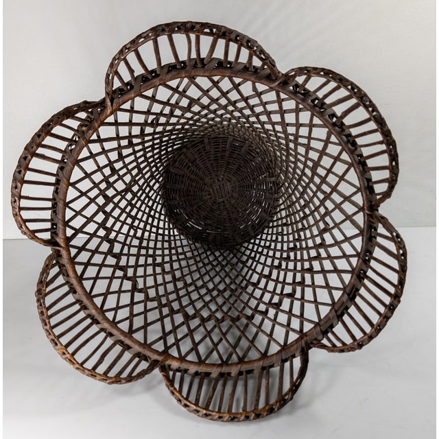 20th Century American Primitive Rustic Willow Woven Decorative Basket For Sale - Image 10 of 14