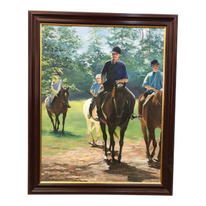 Late 20th Century Horse Riders Original Oil on Canvas Signed on the Bottom