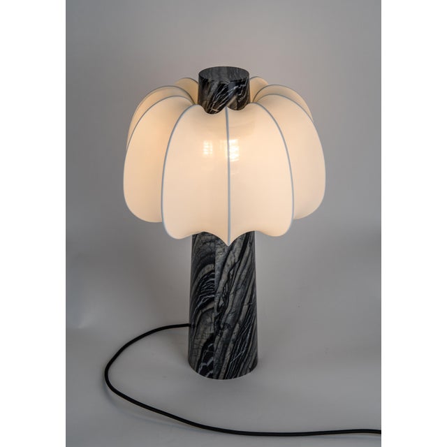 Early 21st Century Grenadilla Black Marble and Fabric Table Lamp by ZAVADKSI, 2020 For Sale - Image 5 of 5