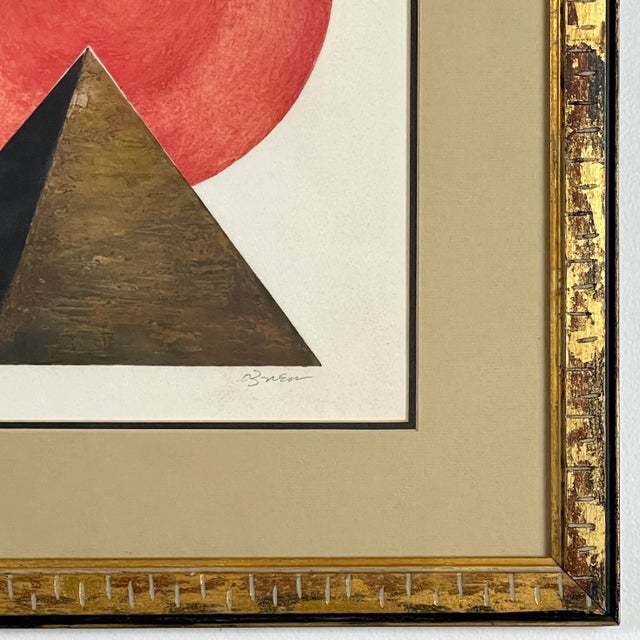 1960s “Pyramid” Modernist Serigraph Signed Obren, Framed For Sale - Image 4 of 5