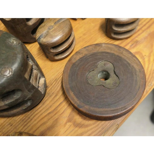 Antique Oak and Ash Ships Blocks, 1800s, Set of 18 For Sale - Image 5 of 9