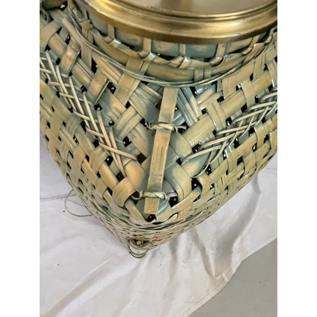 1980s Woven Basket Lamp For Sale - Image 9 of 13