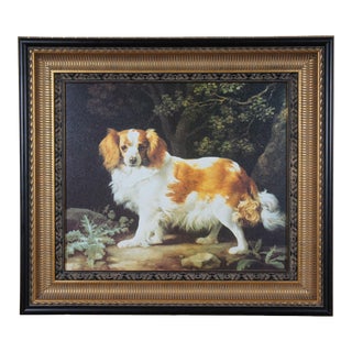 Late 20th Century George Stubbs King Charles Spaniel Landscape Dog Portrait Print on Board For Sale