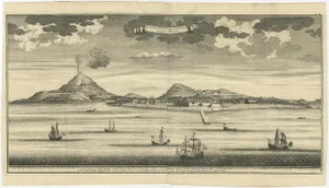 View of Spice Island Banda Neira with Fort Nassau, 1726, Paper