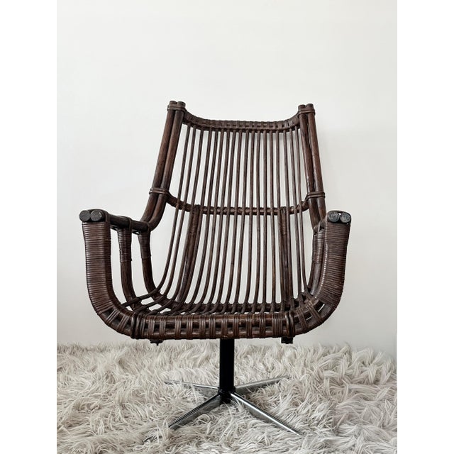 Black Vintage Hungarian Rattan Lounge Chair, 1986 For Sale - Image 8 of 8