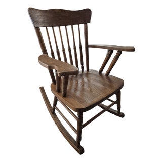 Antique Windsor-Style Oak Rocking Chair, For Sale