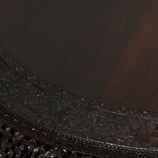 Antique Burmese Anglo Indian Style Carved Rosewood Table For Sale - Image 9 of 15
