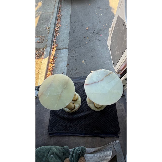Mid-Century Modern Onyx Tripple Cylinder Base Side Tables Stand Pedestal Tables For Sale In Sacramento - Image 6 of 17